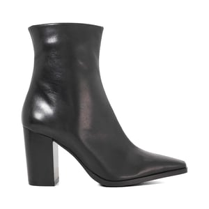 Dune Ladies Patently - Chisel Toe High Block Heel Ankle Boots