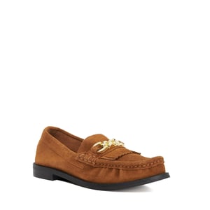 Dune Ladies Granules - Leather Gold Chain Trim Fringed Loafer