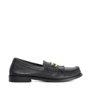 Dune Ladies Granules - Leather Gold Chain Trim Fringed Loafer