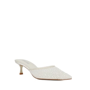 Dune Ladies Cuddling - Sea Pearl Embellished Kitten Heel Wedding Mules