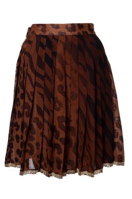 Gianni Versace Couture Leopardmönstrad och plisserad kjol