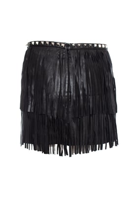 Philipp Plein minikjol med läderfransar