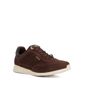 Dune Ladies Entitle - Brown Leather Lace Up Runner Trainers