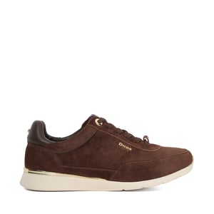 Dune Ladies Entitle - Brown Leather Lace Up Runner Trainers