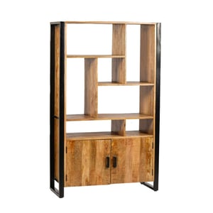 Livingfurn kabinetkast nairobi 110x180 mangohout en gecoat staal