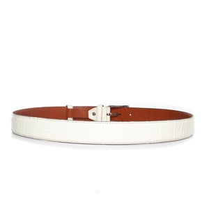 Santoni Alligator leren riem in het wit