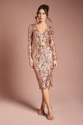 Long Sleeve Bodycon Sequin Midi dress