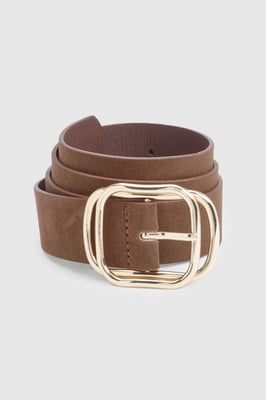 Faux Suede Double Buckle Detail Belt
