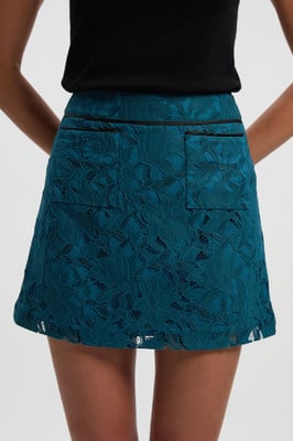 Tipped Corded Lace Woven Mini Skirt