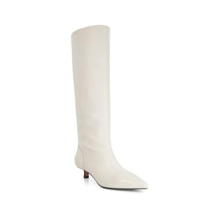 Dune Ladies Sloan - Leather Pointed Knee High Kitten Heel Boots