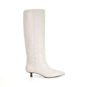Dune Ladies Sloan - Leather Pointed Knee High Kitten Heel Boots