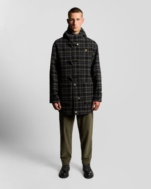 Lyle & Scott Modular Tartan Duffle Coat - Black