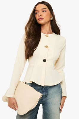 Gold Button Peplum Blazer