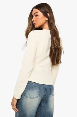 Gold Button Peplum Blazer