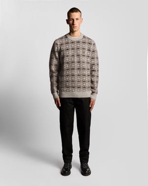 Lyle & Scott Borstad Intarsia Stickad Crew Tröja - Grå