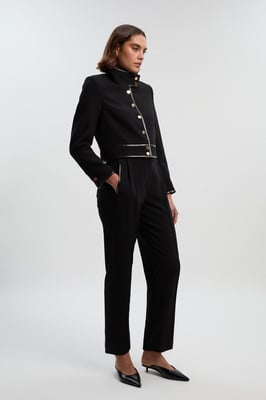 Compact Stretch Pu Mix Tailored Slim Leg Trouser