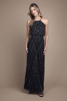 Sleeveless Sequin Maxi Bridesmaid Dress