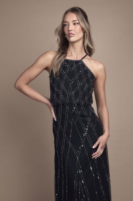 Sleeveless Sequin Maxi Bridesmaid Dress