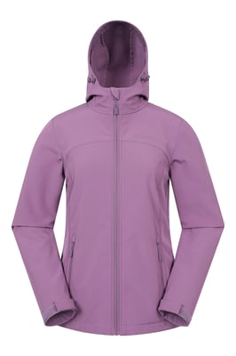 'Exodus' Women's Softshell Jacket with Multiple Pockets Water Resistant Coat Purple