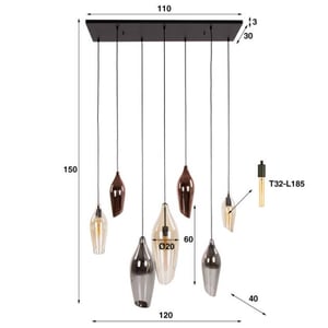Hoyz hanglamp 4+3 cocoon mix glass -
