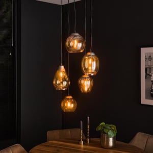 Hoyz Hoyz hanglamp 5l mix getrapt mix amberkleurig glas