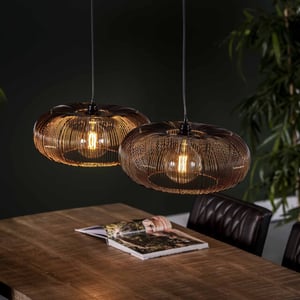 Hoyz Hoyz hanglamp met 2 lampen koper kleurig 150cm disk vorm Ø43