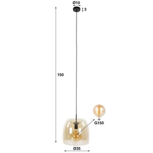 Hoyz hanglamp 1l drift glass amber color glas
