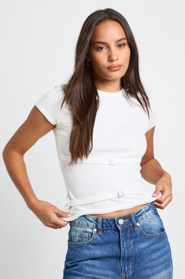 Rib Buckle Strap Detail Top