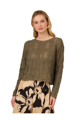 Button Back Crochet Sweater Top