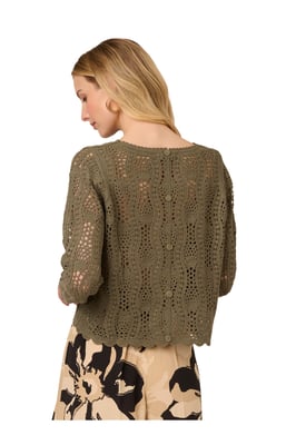 Button Back Crochet Sweater Top