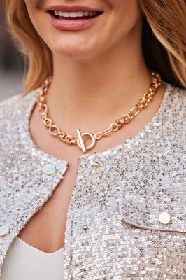 Gold Chunky Toggle Detail Necklace