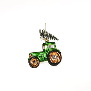 House Vitamin Xmas hanger tractor glass green 9x5x10cm