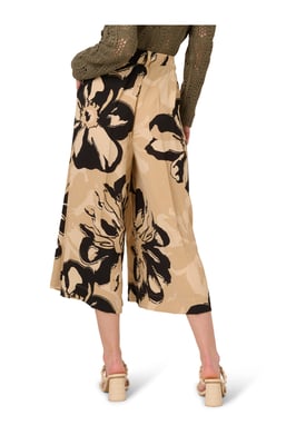 Printed Airflow Zip Fly Wide Leg Soft Gaucho Trouser