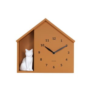 Karlsson wandklok siting cat oker- Ø24,9cm