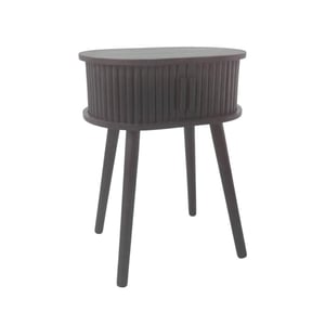 House Vitamin Side table bedside cabinet with slatted sliding door black 40x30x53cm