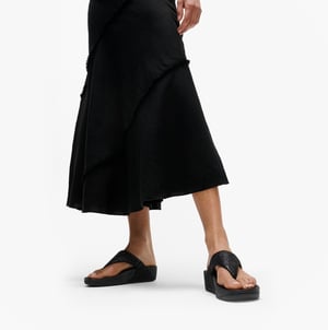Fitflop Lulu Crinkled-shimmer Ladies Toe Post Sandals Metallic Black