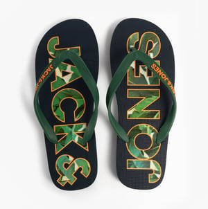 Jack & Jones Logo Palm Print Mens Flip-flops Navy Blazer