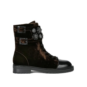 Kurt Geiger London Velvet Stoop Combat Boots