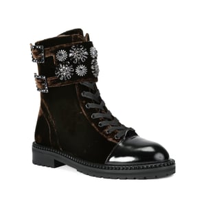 Kurt Geiger London Velvet Stoop Combat Boots