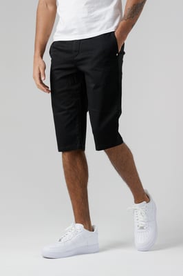 Black Organic Cotton Slim Fit Chino Shorts