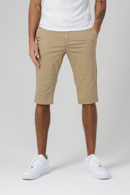 Beige Organic Cotton Slim Fit Chino Shorts