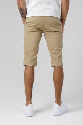 Beige Organic Cotton Slim Fit Chino Shorts