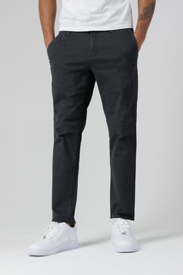 Dark Grey Organic Cotton Blend Slim Fit Classic Chinos