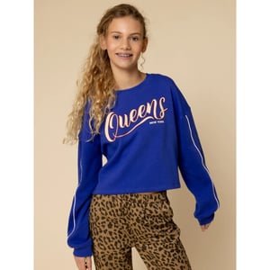 Looxs Revolution Cropped sweater blue queens voor meisjes in de kleur