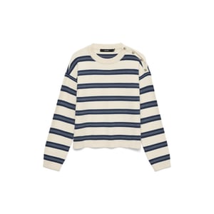 Vero Moda Vmgold stripe ls o-neck pullover ecru dessin