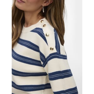 Vero Moda Vmgold stripe ls o-neck pullover ecru dessin