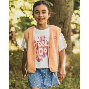 Looxs Revolution Oversized gilet soft apricot voor meisjes in de kleur