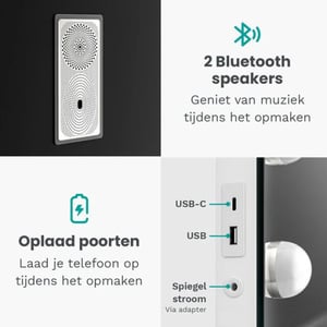 Mirlux Hollywood spiegel bluetooth speakers 58x48cm wit