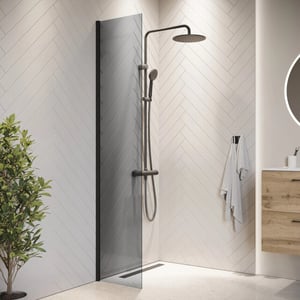 Badplaats Douchewand rizani 40 x 200 cm zwart – inloopdouche 8 mm