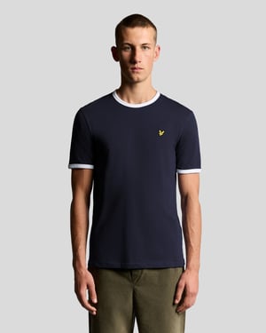 Lyle & Scott Ringer Kortärmad T-shirt i Bomull - Marinblå